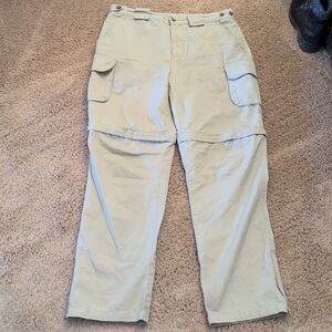 TravelSmith Men's Beige Cargo Convertible Zip Off Shorts  Pants 32 X 32